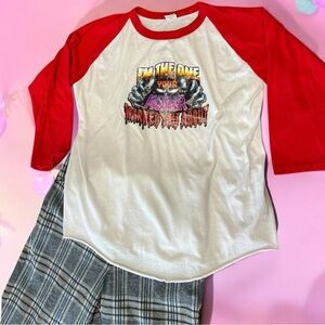 Red and White Graphic Raglan Shirt I’m the one your parents warned you tee-XL